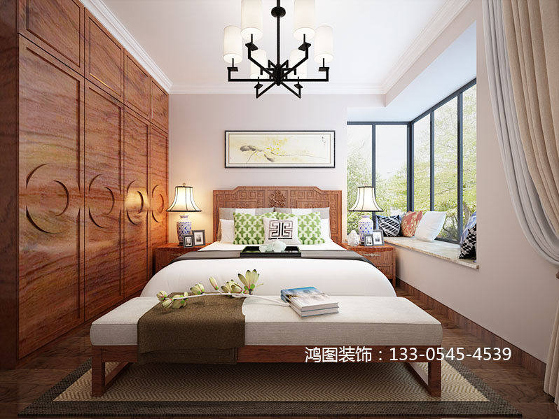 新中式风格案例：天颐郦城117平米新中式风格案例