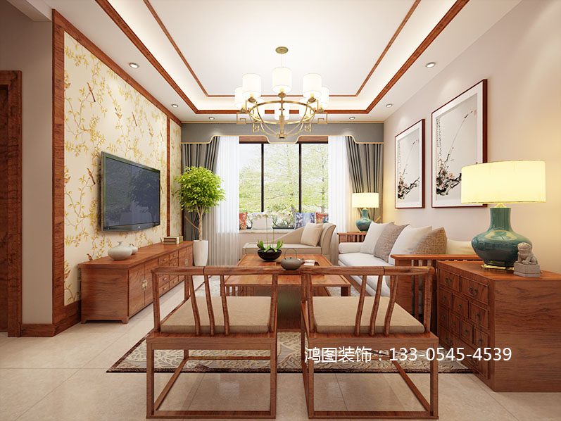 新中式风格案例：天颐郦城117平米新中式风格案例